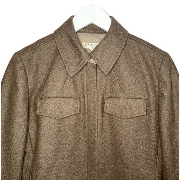 J. Crew Coat Tan Brown Wool Blend Zip Up Pea Coat Minimalist Jacket Small Petite - Picture 2 of 7